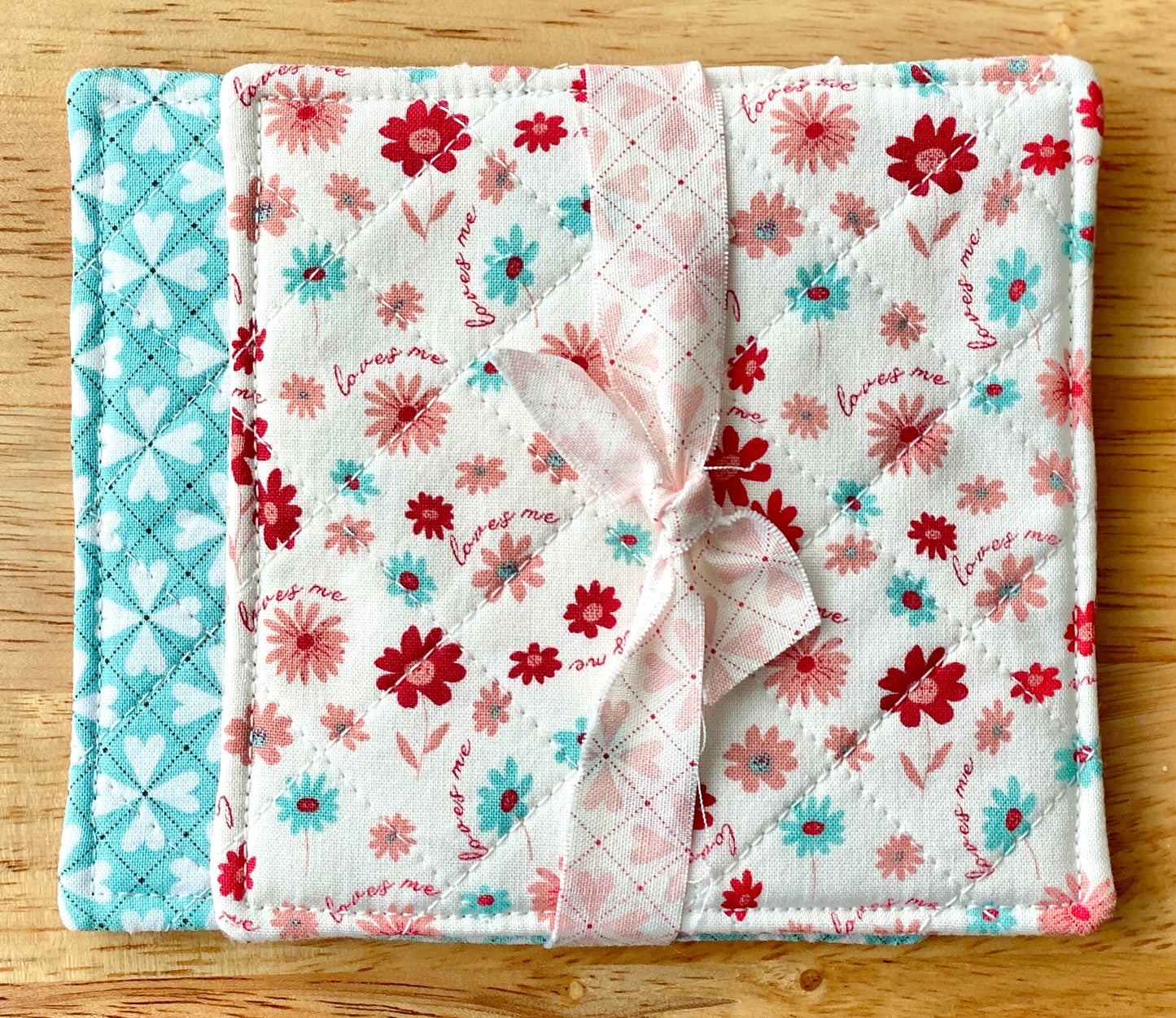 Quilted Mug Rugs (Set of 2) - Sweetheart Blooms
