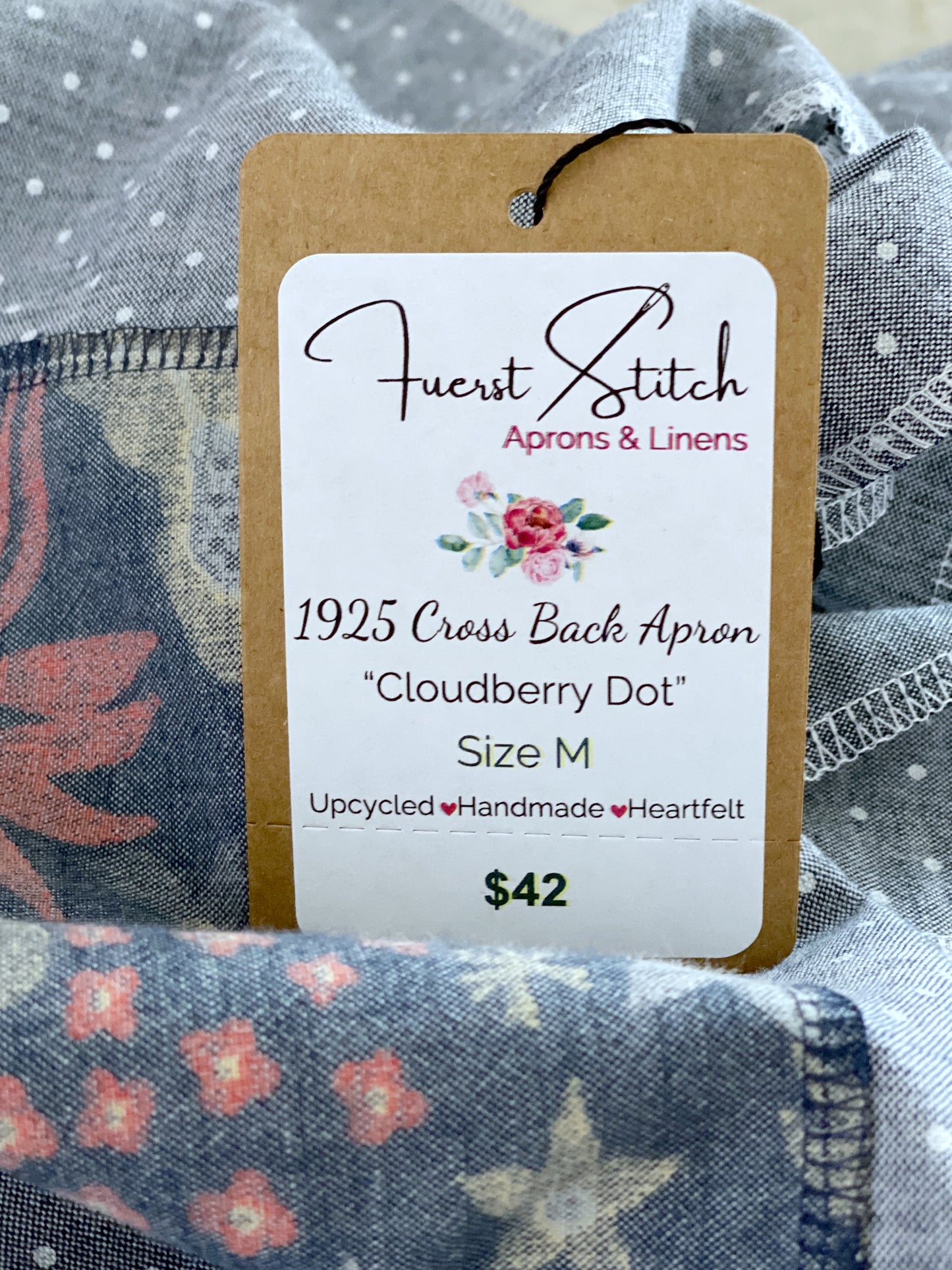 1925 Cross Back Apron - Cloudberry Dot (Women's Medium)