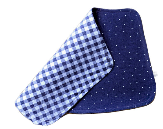 Perfect Curve Placemats, (Set of 2) - Polka Dot Navy Gingham