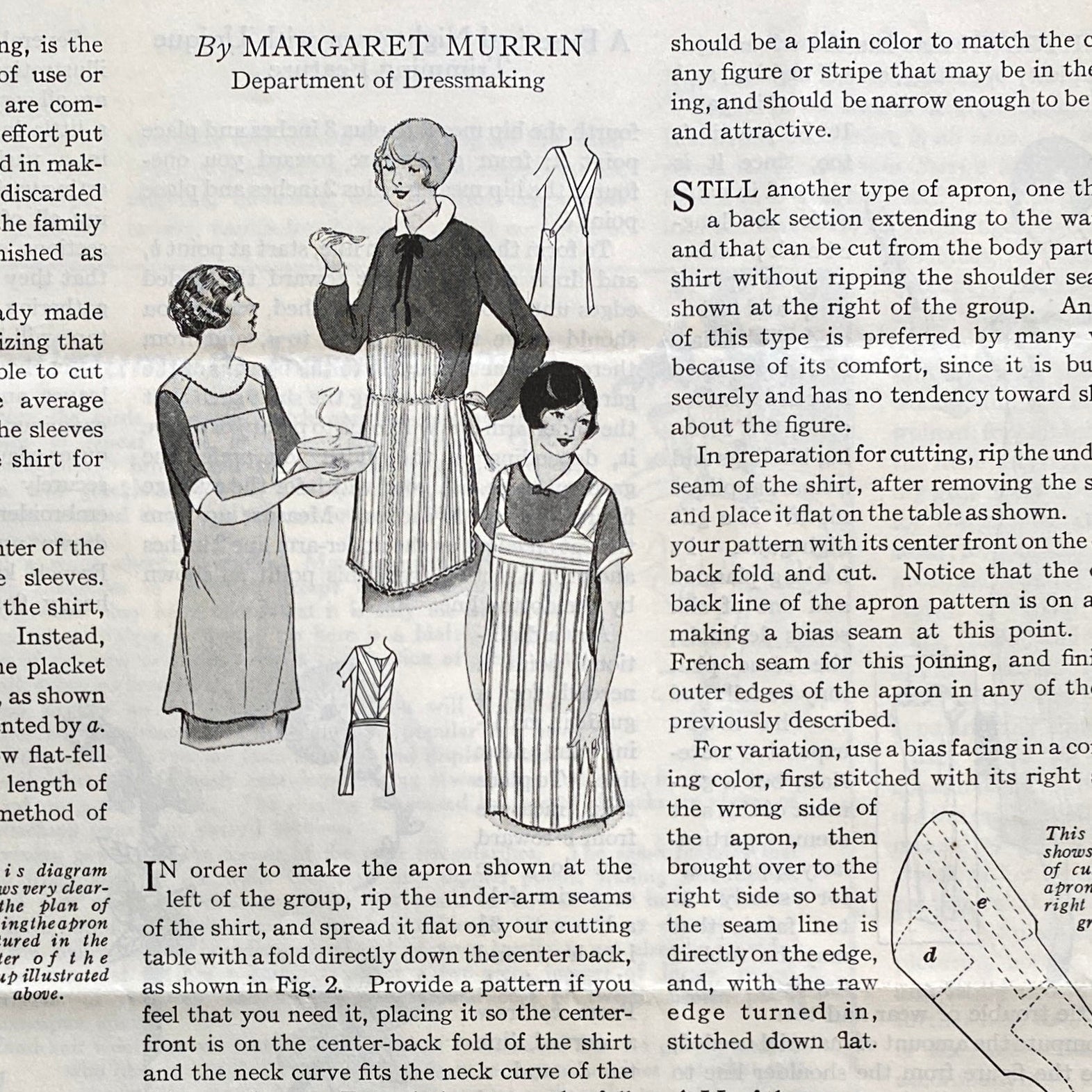 Article on men's shirts being used for feminine purposes with illustrations and text.