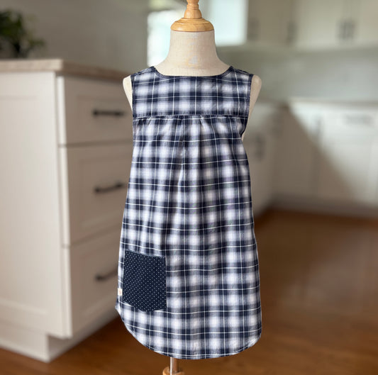 Midnight Plaid Cross-Back Apron - Girls'