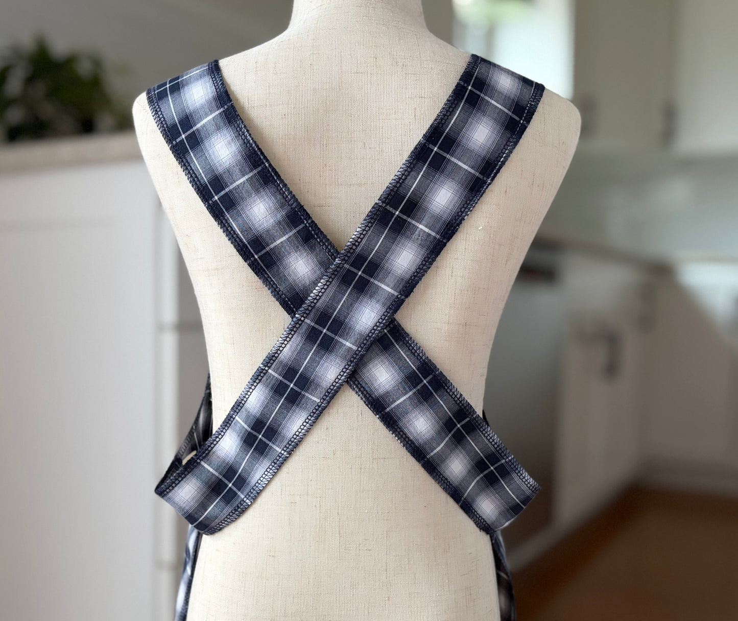 Midnight Plaid Cross-Back Apron - Girls'