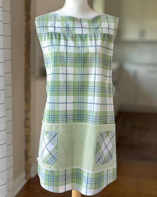 Gathered Greens Cross-Back Apron