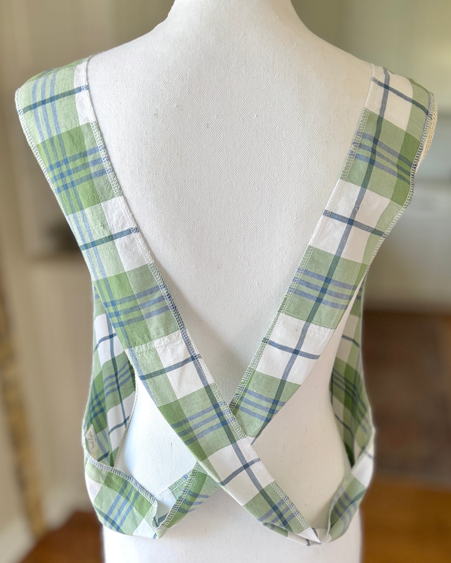 Gathered Greens Cross-Back Apron