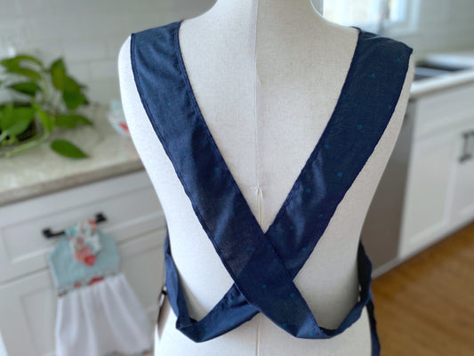 Indigo Bloom Cross-Back Apron