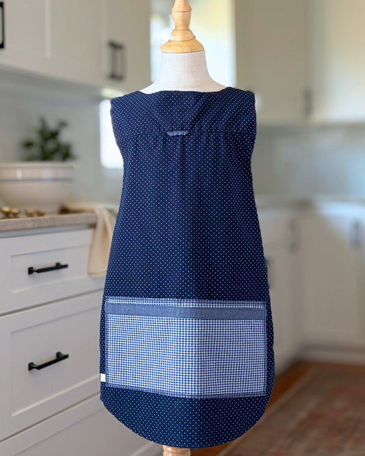 Deep Navy Cross-Back Apron - Girls'